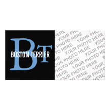 Boston Terrier Breed Monogram Design Personalised Photo Card