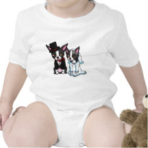 Boston Terrier Bride and Groom Bodysuits