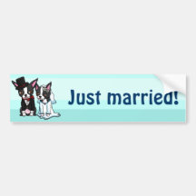 Boston Terrier Bride and Groom Bumper Sticker