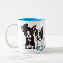 Boston Terrier Bride and Groom Coffee Mugs