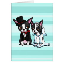 Boston Terrier Bride and Groom Greeting Card