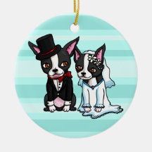 Boston Terrier Bride and Groom Ornament