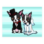 Boston Terrier Bride and Groom Post Cards