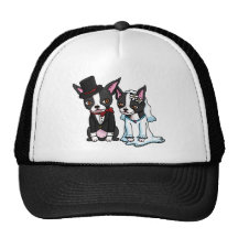 Boston Terrier Bride and Groom Trucker Hat