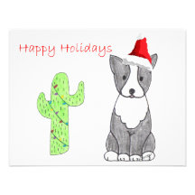 Boston Terrier Cactus Christmas Announcements