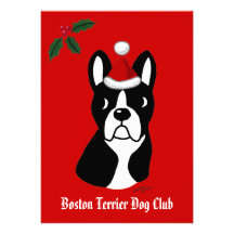Boston Terrier Christmas Cartoon Snowflakes Custom Announcements