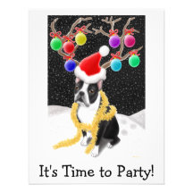 Boston Terrier Christmas Personalised Invitation