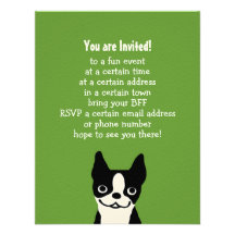 Boston Terrier - Cute Dog with Custom Text Custom Invitation