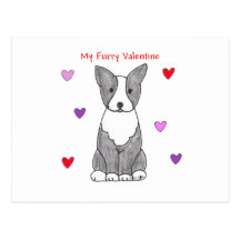 Boston Terrier Furry Valentine Postcard