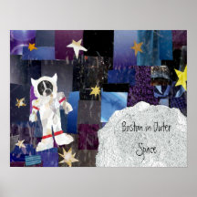 Boston Terrier In Outerspace Print