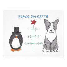 Boston Terrier Peace On Earth Personalized Invitations