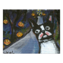 Boston Terrier spooky halloween Personalized Announcement