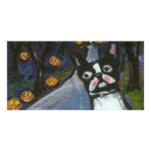 Boston Terrier spooky halloween Photo Cards