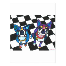 Boston Terriers by Heather Galler Postcard