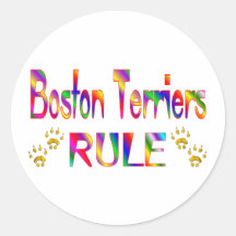 Boston Terriers Rule Round Stickers