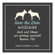 Boston Terriers Wedding Save the Date Invitation