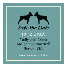 Boston Terriers Wedding Save the Date Personalized Invitations