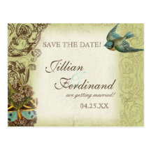Botanica Wedding Postcard Save the Date - Green