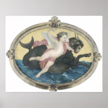 Bouguereau - Putti sur un Monstre Marin Print
