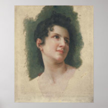 Bouguereau - Tête de Femme Brune, de Trois-Quarts Posters