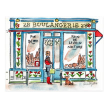 BOULANGERIE 28 Paris watercolor Postcard