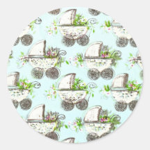 Bouncing Baby Carriage Round Sticker