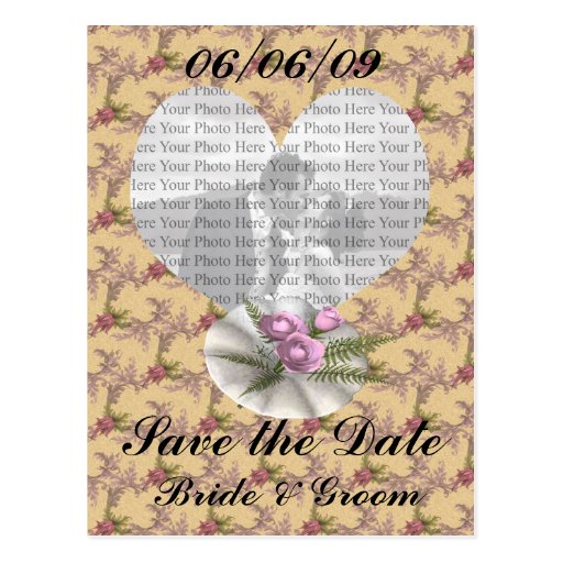 Bouquet Floral Tan Coloured Heart Postcard