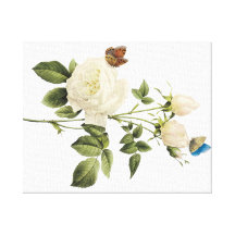 Bouquet of White Roses with Butterflies Canvas Gallery Wrap Canvas