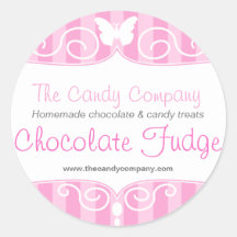 Boutique candy shop pink food round stickers