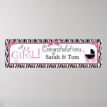 Boutique Chic Girl Baby Shower Banner Poster