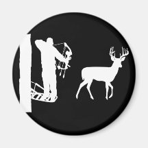 Bowhunter in Treestand Shooting Deer Fridge Magnet