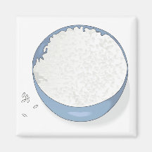 bowl of white rice fridge magnets