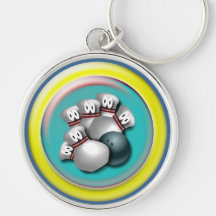 Bowling Ball and Pins Gift Key Chain