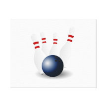 Bowling Ball and Pins Stretched Canvas Print