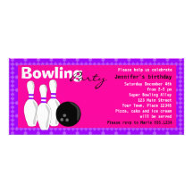 Bowling Birthday Party Invite - Pink and Purple