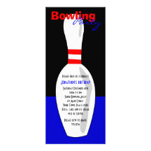Bowling Birthday Party Invite - Red White and Blue