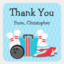 Bowling Birthday Party Thank You Stickers