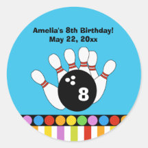 Bowling Party Birthday Custom Favour Sticker