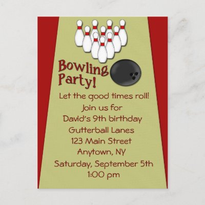 Bowling Party Invitations on Bowling Party Invitation With Bowling Pins And Ball  Send As A