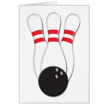 Bowling Pins and Ball Greeting Card