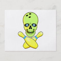 bowling skull and cross pin yellow green flyers