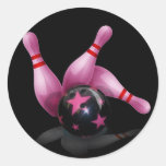 Bowling Team - Ball And Pins. Round Stickers