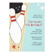 Bowling Themed Birthday Party Invitations