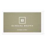 BOX LOGO with YOUR INITIAL/MONOGRAM on KHAKI LINEN Business Card Templates