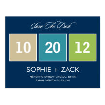 Boxed Calendar Save The Date Postcard (Navy Blue)