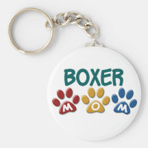 BOXER MOM Paw Print 1 Keychain