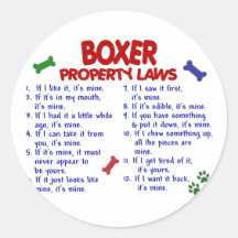 Boxer Property Laws 2 Round Sticker