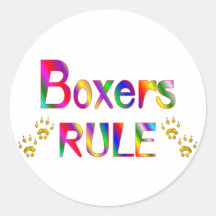 Boxers Rule Round Stickers