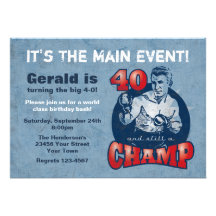 Boxing Champ 40th Birthday Party Invitation
