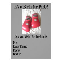 Boxing Glove BACHELOR Party Invitations